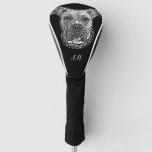Pitbull dog monogrammed golf head cover