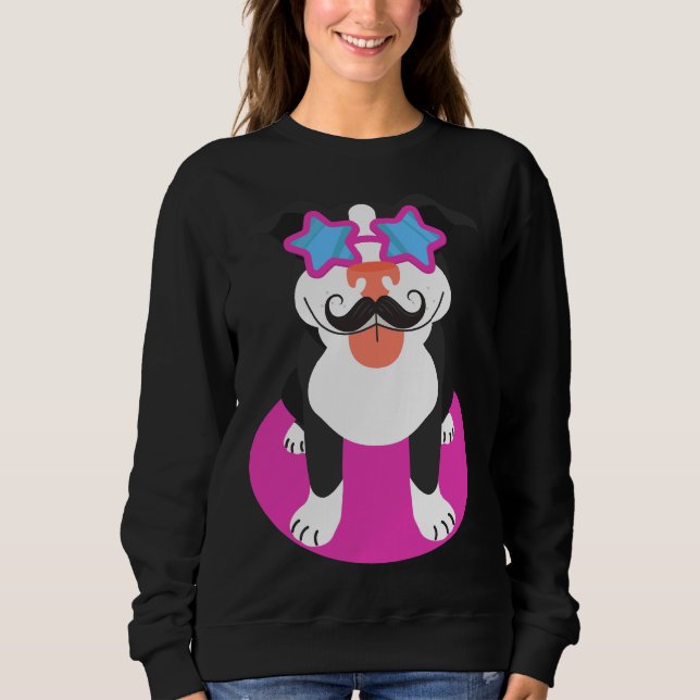 Pitbull Dog Moustache Sweatshirt (Front)