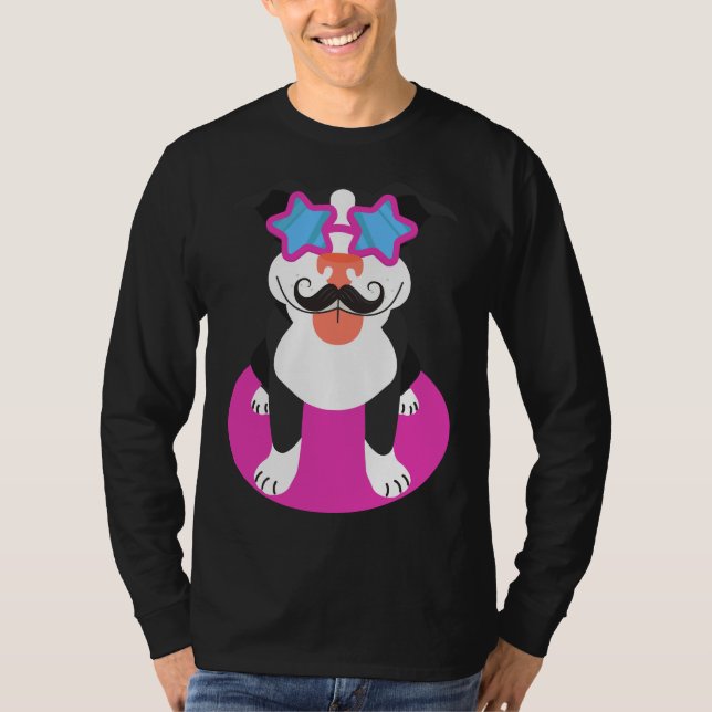 Pitbull Dog Moustache T-Shirt (Front)