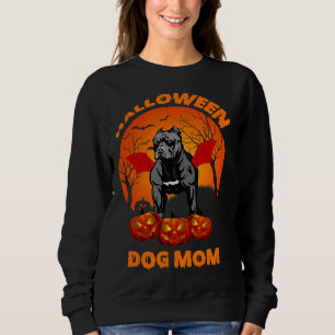 Pitbull Dog Mum Pitbull Bat Pumpkin Horror Sweatshirt