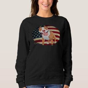 Pitbull Dog Patriotic American Flag Sweatshirt