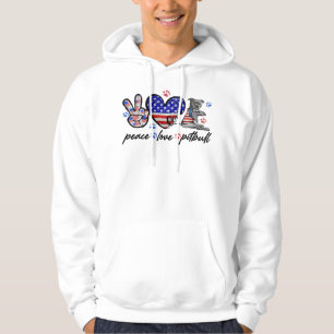Pitbull Dog Peace Love Pitbull 4Th Of July America Hoodie