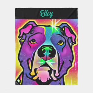 Pitbull Dog Pop Art Personalised Fleece Blanket