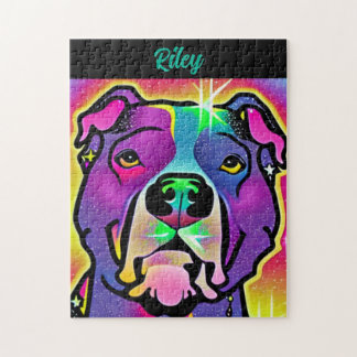 Pitbull Dog Pop Art Personalised Jigsaw Puzzle