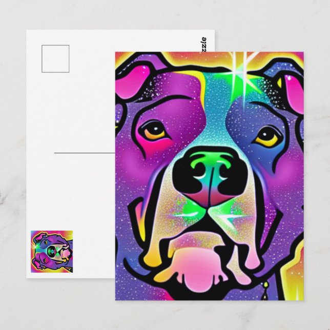 Pitbull Dog Pop Art  Postcard (Front/Back)