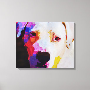 Pitbull Dog Portrait Canvas Art Print