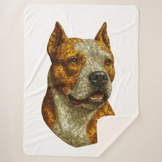 Pitbull Dog Portrait Sherpa Blanket