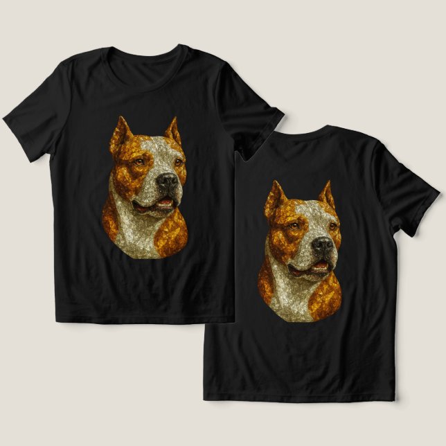 Pitbull Dog Portrait Tri-Blend Shirt (Design Front & Back)