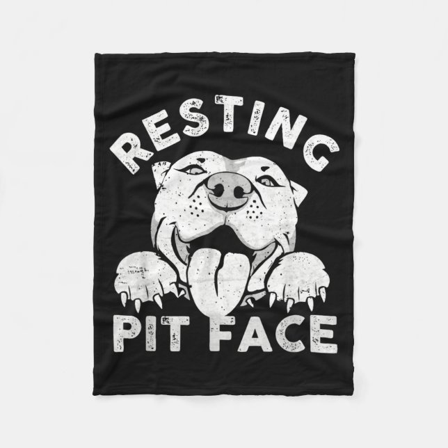 Pitbull Dog Resting Pit Face Sarcastic Humour Fleece Blanket (Front)
