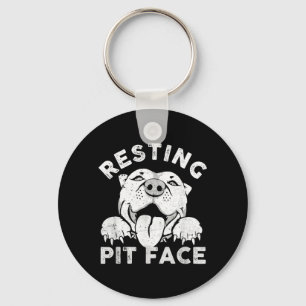 Pitbull Dog Resting Pit Face Sarcastic Humour Key Ring
