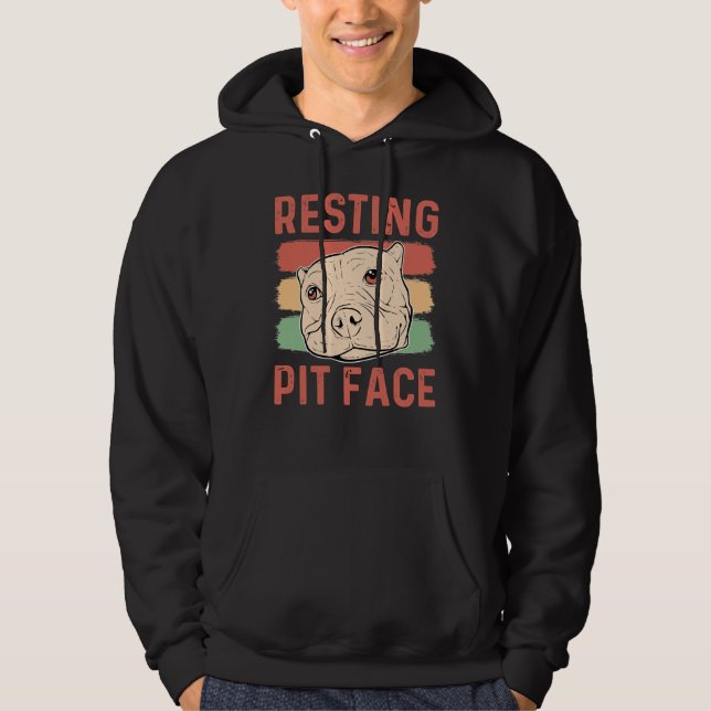 Pitbull Dog Retro Hoodie (Front)