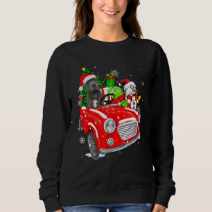 Pitbull Dog Santa Hat Red Car Christmas Sweatshirt