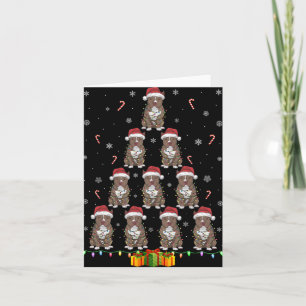 Pitbull Dog Santa Hat Xmas Lights Men Women Christ Card