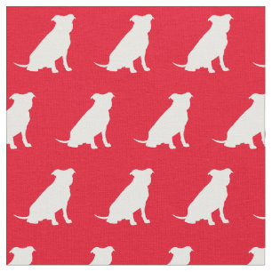 Pitbull Dog Silhouette Pet Pit Bull Red Fabric