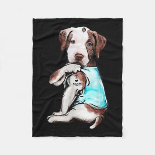 Pitbull Dog Tattoo I Love Mum Mothers Day Lover  Fleece Blanket
