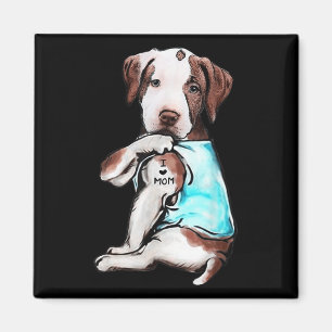 Pitbull Dog Tattoo I Love Mum Mothers Day Lover Magnet