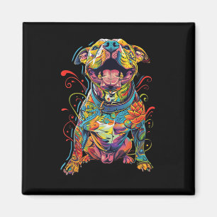Pitbull Dog Tattooed Colourful Tattooed Dog Mum  Magnet