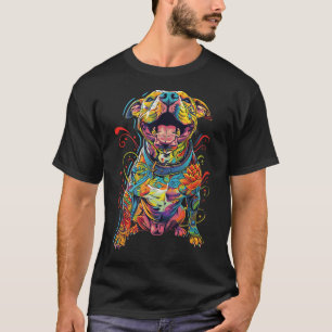 Pitbull Dog Tattooed Colourful Tattooed Dog Mum T-Shirt