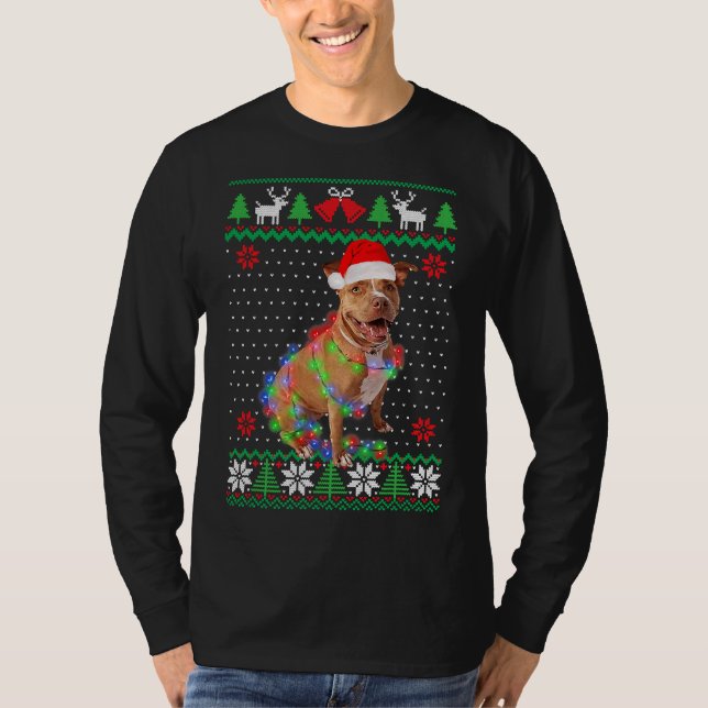 Pitbull Dog Uglyer Christmas Puppy Dog T-Shirt (Front)