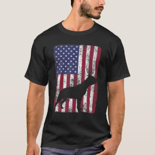 Pitbull Dog Vintage Silhouette American Flag USA P T-Shirt