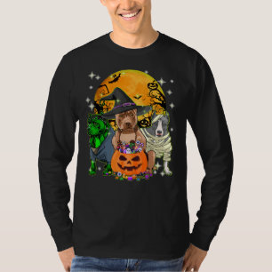 Pitbull Dog Witch Halloween Costumes Pumpkin Mummy T-Shirt