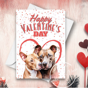 Pitbull Dogs in Love Couple Valentine's Day Card
