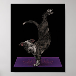 Pitbull Doing Yoga Meditation Zen Namaste Dog Yoga Poster