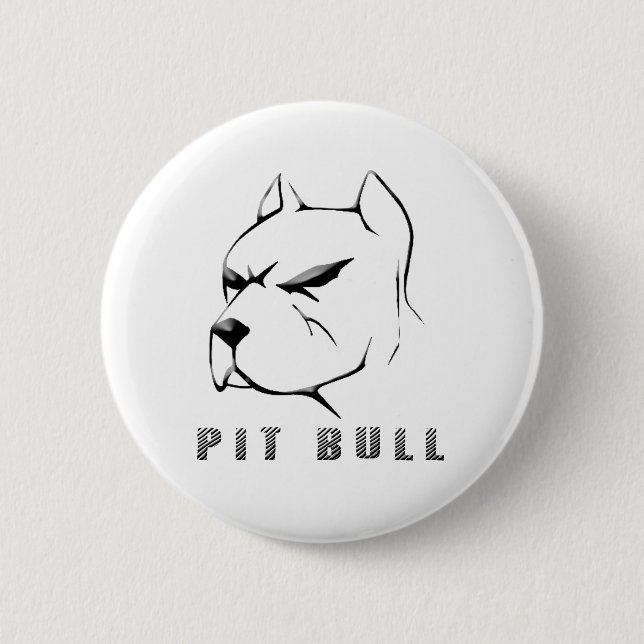 Pitbull draw 6 cm round badge (Front)