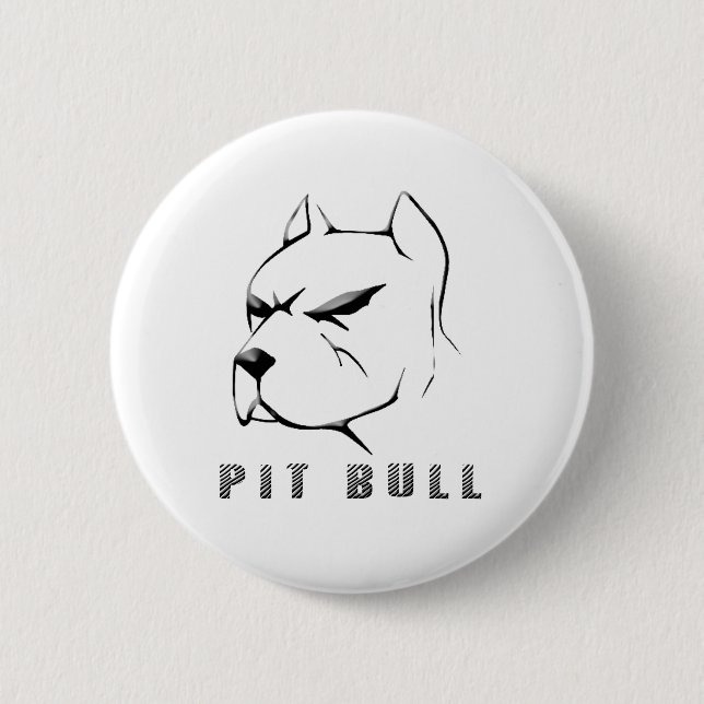 Pitbull draw 6 cm round badge (Front)