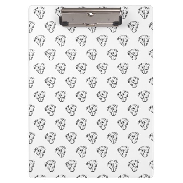 pitbull drawing simple dog lovers black white clipboard (Front)