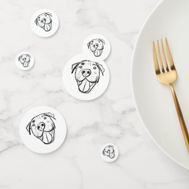 pitbull drawing simple dog lovers black white confetti (Group)