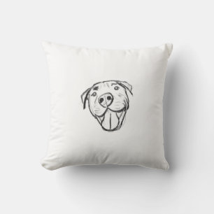 pitbull drawing simple dog lovers black white cushion