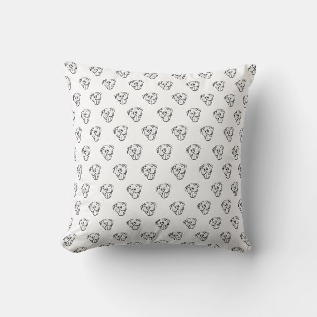 pitbull drawing simple dog lovers black white cushion (Front)