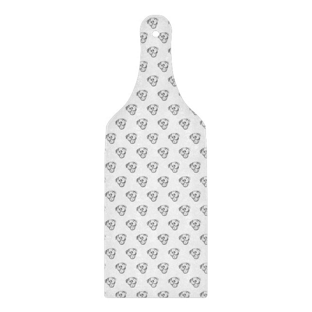 pitbull drawing simple dog lovers black white cutting board (Front)