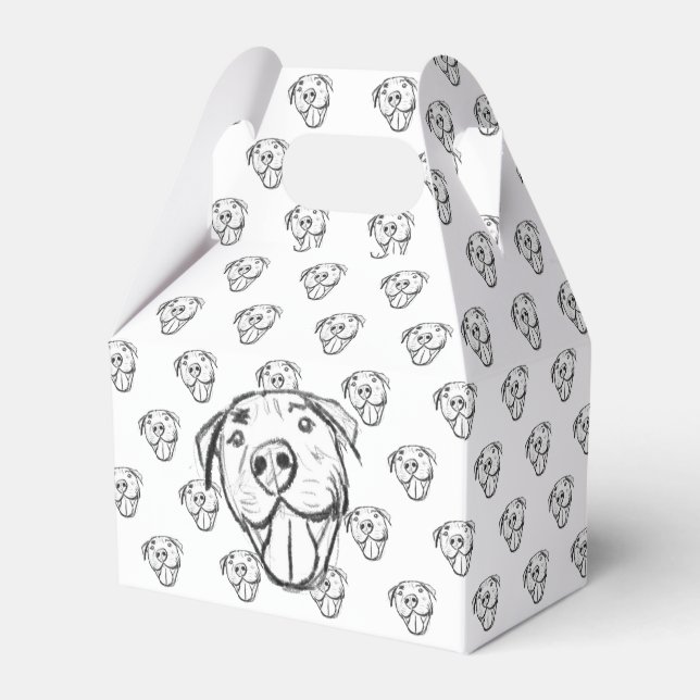 pitbull drawing simple dog lovers black white favour box (Front Side)