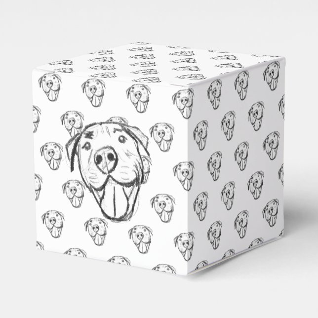 pitbull drawing simple dog lovers black white favour box (Front Side)