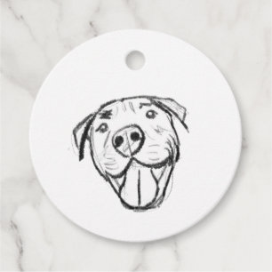 pitbull drawing simple dog lovers black white favour tags