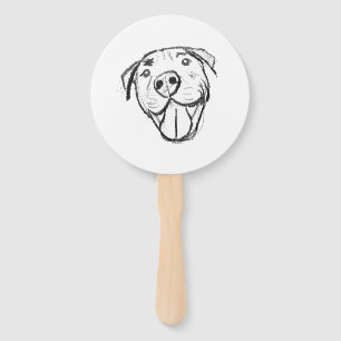 pitbull drawing simple dog lovers black white hand fan