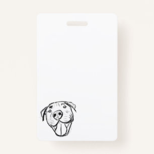 pitbull drawing simple dog lovers black white ID badge