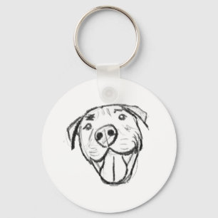 pitbull drawing simple dog lovers black white key ring