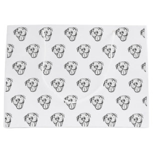 pitbull drawing simple dog lovers black white large gift bag