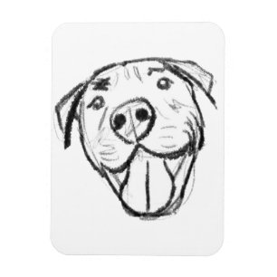 pitbull drawing simple dog lovers black white magnet