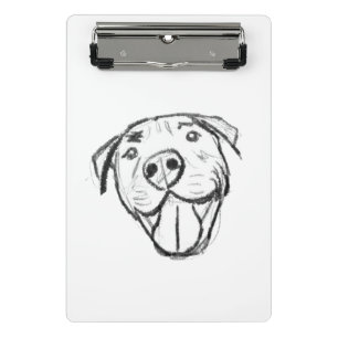 pitbull drawing simple dog lovers black white mini clipboard
