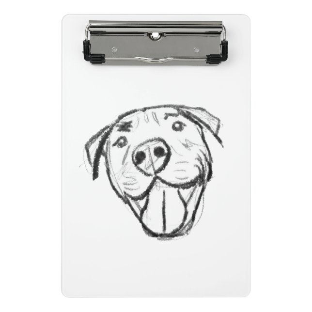 pitbull drawing simple dog lovers black white mini clipboard (Front)