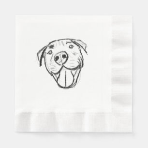 pitbull drawing simple dog lovers black white napkin