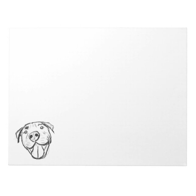 pitbull drawing simple dog lovers black white notepad (Front)
