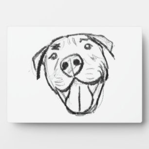 pitbull drawing simple dog lovers black white plaque