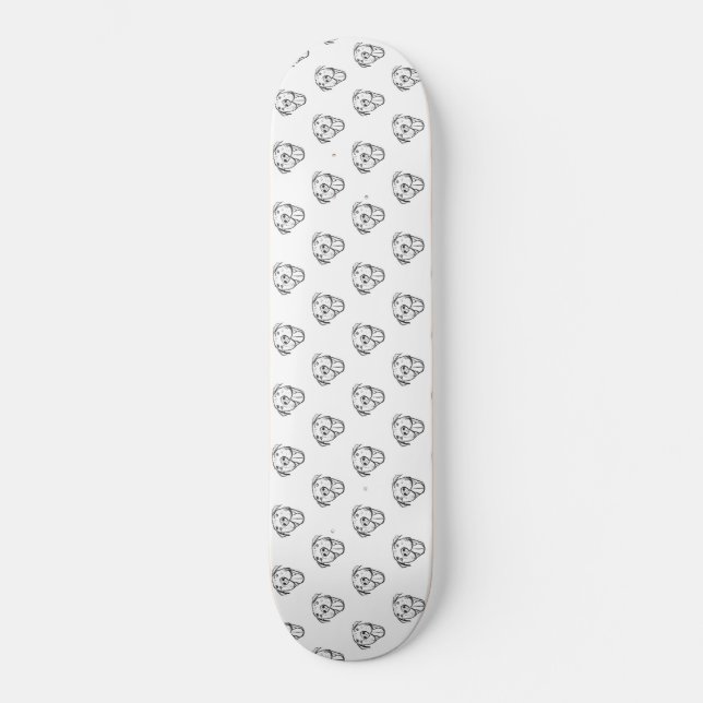 pitbull drawing simple dog lovers black white skateboard (Front)