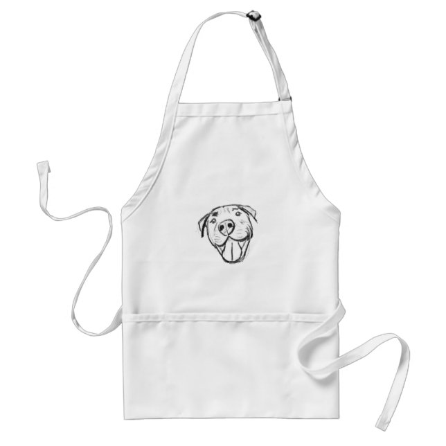 pitbull drawing simple dog lovers black white standard apron (Front)