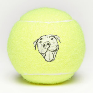 pitbull drawing simple dog lovers black white tennis balls